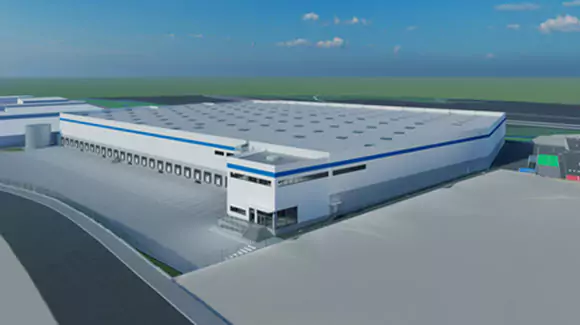 Rendering of a new distribution center to be built