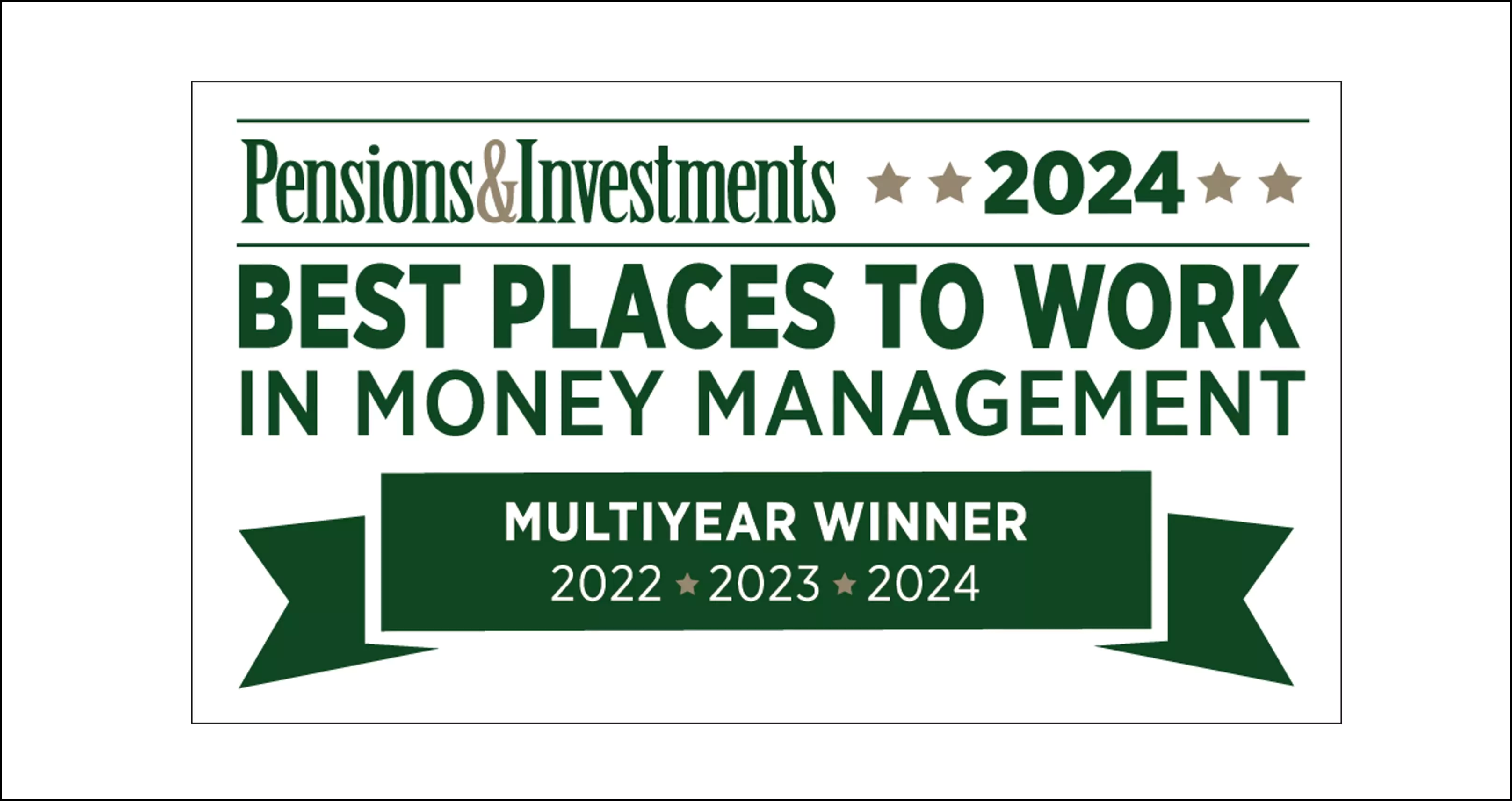 Pensions and Investments Best Places to Work 2024 Logo