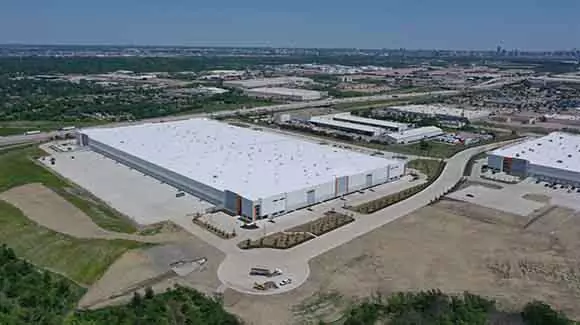 Aerial view of large distribution center